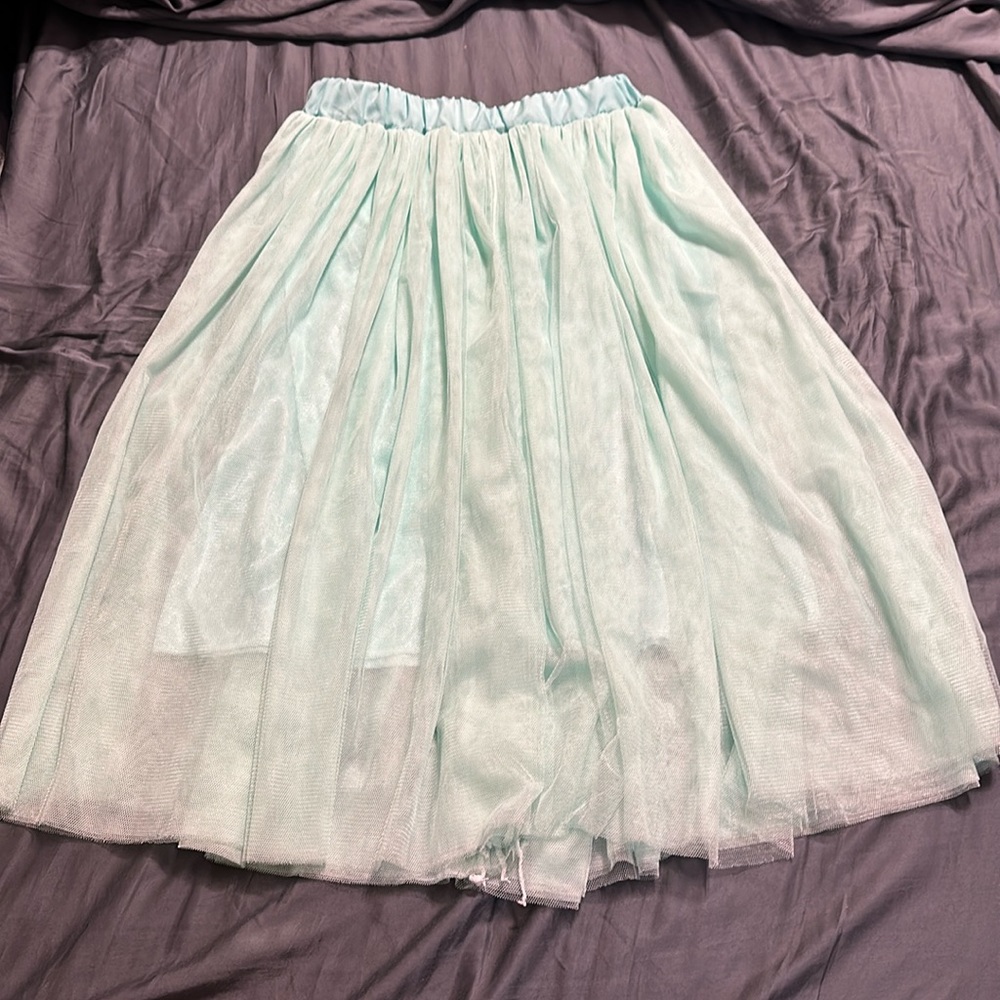 Sea green Tulle Midi Skirt